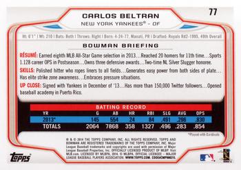 2014 Bowman #77 Carlos Beltran Back