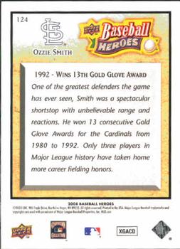 2008 Upper Deck Baseball Heroes #124 Ozzie Smith Back