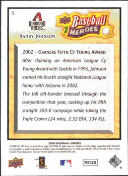 2008 Upper Deck Baseball Heroes #5 Randy Johnson Back