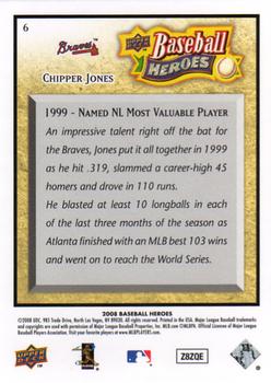2008 Upper Deck Baseball Heroes #6 Chipper Jones Back