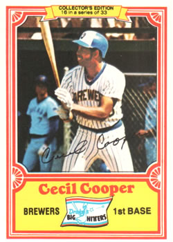 1981 Topps Drake's Big Hitters #16 Cecil Cooper Front