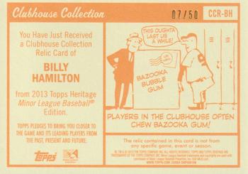 2013 Topps Heritage Minor League - Clubhouse Collection Relics Black #CCR-BH Billy Hamilton Back