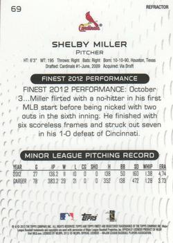 2013 Finest - Refractors #69 Shelby Miller Back