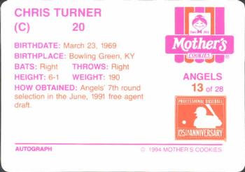 1994 Mother's Cookies California Angels #13 Chris Turner Back