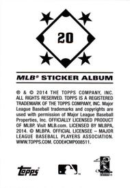 2014 Topps Stickers #20 Alfonso Soriano Back