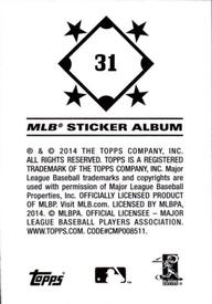 2014 Topps Stickers #31 Alex Cobb Back