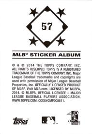 2014 Topps Stickers #57 Justin Masterson Back