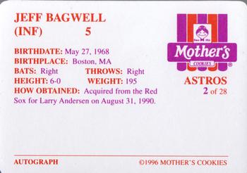 1996 Mother's Cookies Houston Astros #2 Jeff Bagwell Back