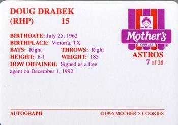 1996 Mother's Cookies Houston Astros #7 Doug Drabek Back