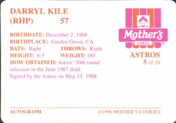 1996 Mother's Cookies Houston Astros #5 Darryl Kile Back