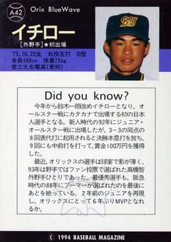 1994 BBM All-Star Game #A42 Ichiro Back