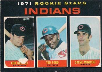 1971 O-Pee-Chee #612 Indians 1971 Rookie Stars (Lou Camilli / Ted Ford / Steve Mingori) Front