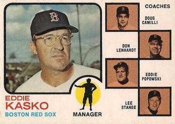 1973 O-Pee-Chee #131 Red Sox Field Leaders (Eddie Kasko / Doug Camilli / Don Lenhardt / Eddie Popowski / Lee Stange) Front