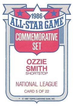 1987 Topps - Glossy All-Stars #5 Ozzie Smith Back