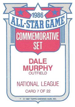 1987 Topps - Glossy All-Stars #7 Dale Murphy Back