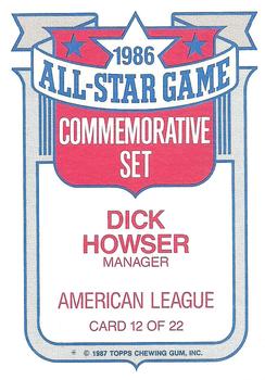 1987 Topps - Glossy All-Stars #12 Dick Howser Back