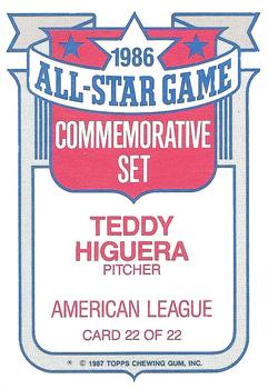 1987 Topps - Glossy All-Stars #22 Teddy Higuera Back