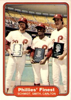 1982 Fleer #641 Phillies' Finest (Mike Schmidt / Lonnie Smith / Steve Carlton) Front