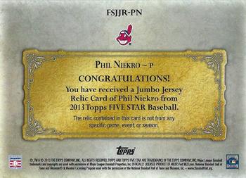 2013 Topps Five Star - Jumbo Jersey Red #FSJJR-PN Phil Niekro Back