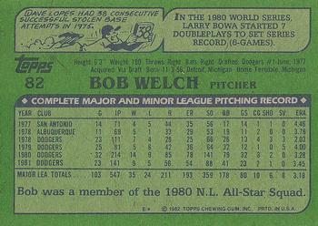 1982 Topps #82 Bob Welch Back