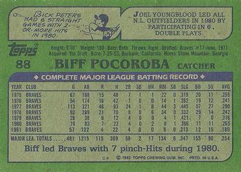 1982 Topps #88 Biff Pocoroba Back