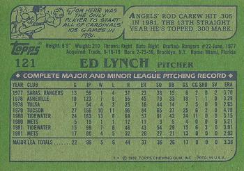 1982 Topps #121 Ed Lynch Back
