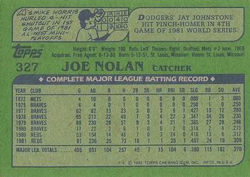 1982 Topps #327 Joe Nolan Back