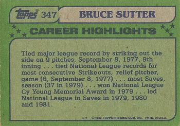1982 Topps #347 Bruce Sutter Back