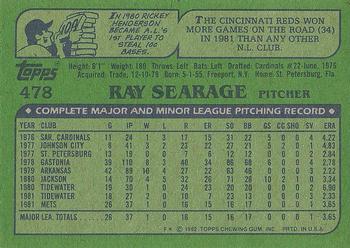 1982 Topps #478 Ray Searage Back