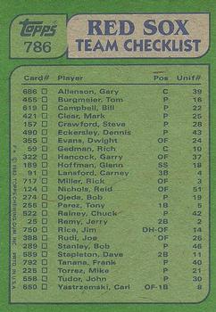 1982 Topps #786 Red Sox Leaders / Checklist (Carney Lansford / Mike Torrez) Back