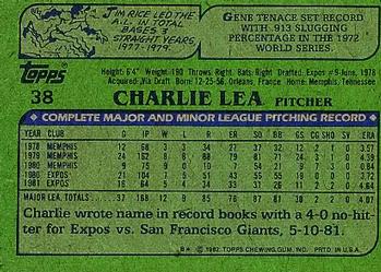 1982 Topps #38 Charlie Lea Back