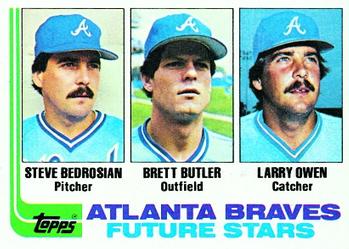 1982 Topps #502 Braves Future Stars (Steve Bedrosian / Brett Butler / Larry Owen) Front