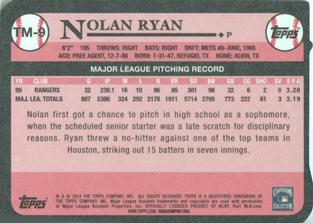 2014 Topps - 1989 Topps Die Cut Minis #TM-9 Nolan Ryan Back