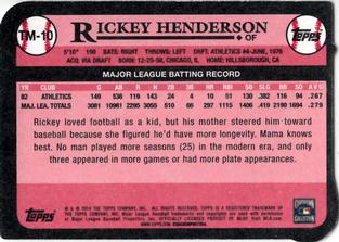 2014 Topps - 1989 Topps Die Cut Minis #TM-10 Rickey Henderson Back