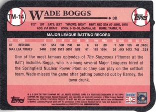 2014 Topps - 1989 Topps Die Cut Minis #TM-14 Wade Boggs Back