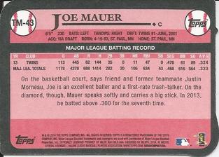 2014 Topps - 1989 Topps Die Cut Minis #TM-43 Joe Mauer Back