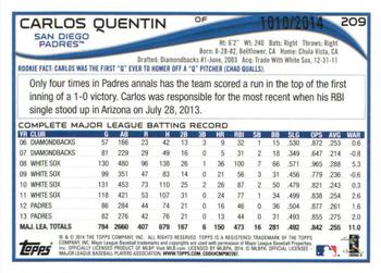 2014 Topps - Gold #209 Carlos Quentin Back