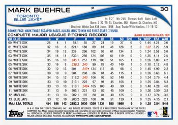 2014 Topps - Blue #30 Mark Buehrle Back
