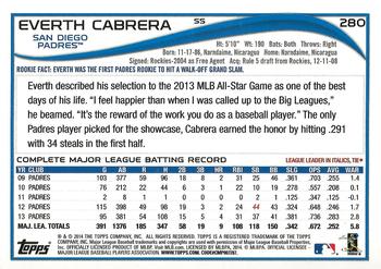 2014 Topps - Blue #280 Everth Cabrera Back