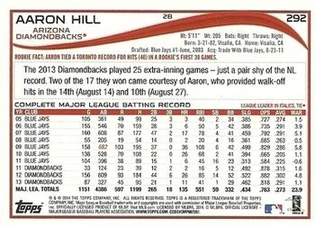 2014 Topps - Blue #292 Aaron Hill Back