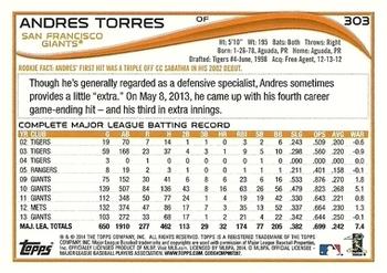 2014 Topps - Green #303 Andres Torres Back