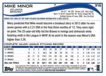 2014 Topps - Yellow #316 Mike Minor Back