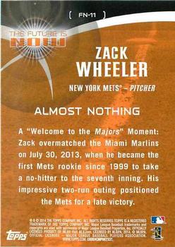 2014 Topps - The Future is Now #FN-11 Zack Wheeler Back