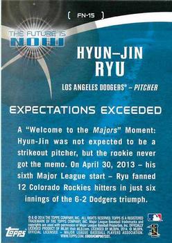 2014 Topps - The Future is Now #FN-15 Hyun-Jin Ryu Back
