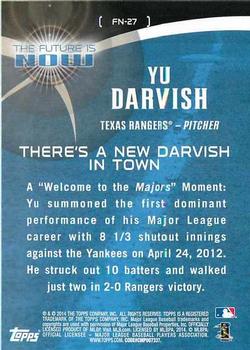 2014 Topps - The Future is Now #FN-27 Yu Darvish Back