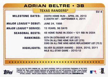 2014 Topps - Super Veteran #SV-4 Adrian Beltre Back