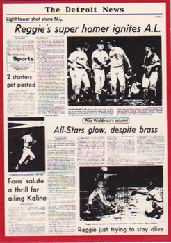 1981 Detroit News Detroit Tigers #120 Reggie Jackson's Super Homer Ignites A.L. Front