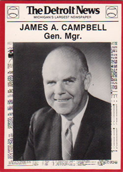 1981 Detroit News Detroit Tigers #130 James A. Campbell Front