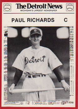 1981 Detroit News Detroit Tigers #40 Paul Richards Front