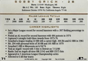 1993 Action Packed All-Star Gallery Series I #71 Bobby Grich Back